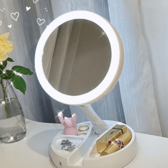 LED Makeup Mirror | Foldable, Portable, and Rechargeable